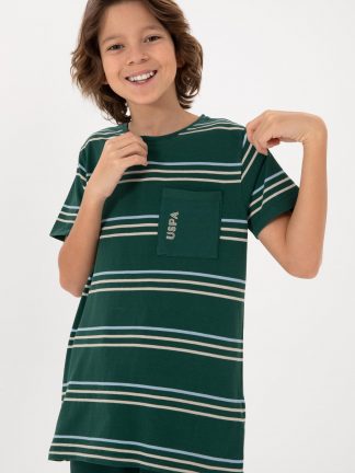 تی شرت پسرانه سبز تیره یو اس پولو