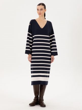 پیراهن بافت زنانه سرمه ای پیرکاردین