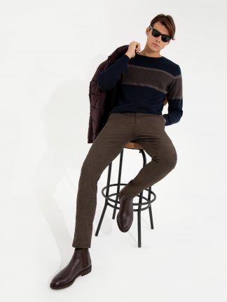 شلوار کتان مردانه قهوه ای پیرکاردین