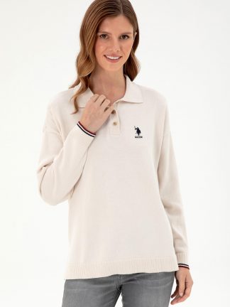 پلیور زنانه کرم یو اس پولو