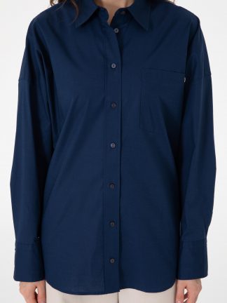 شومیز زنانه سرمه ای پیرکاردین