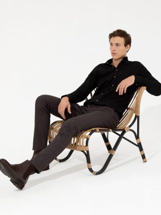 شلوار کتان مردانه قهوه ای پیرکاردین