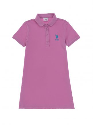 پیراهن دخترانه صورتی روشن یو اس پولو