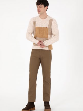 شلوار کتان مردانه خاکی روشن یو اس پولو