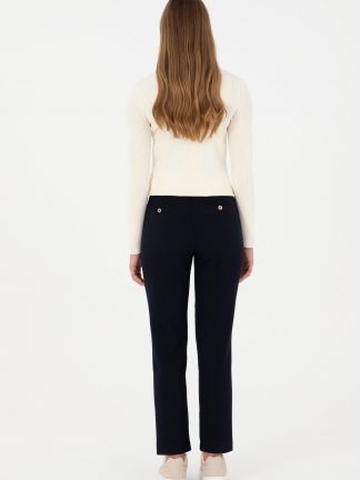 شلوار کتان زنانه سرمه ای یو اس پولو