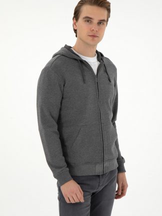 هودی مردانه خاکستری تیره یو اس پولو