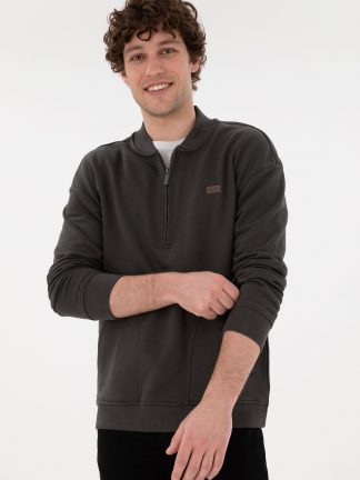 سویشرت مردانه خاکستری تیره یو اس پولو