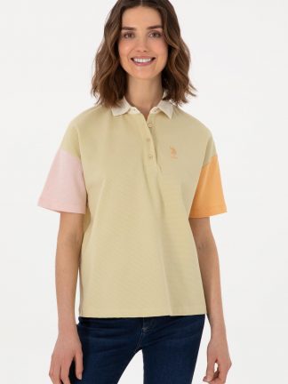 پولوشرت زنانه خاکی روشن یو اس پولو