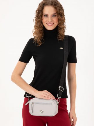 کیف دوشی زنانه خاکستری تیره یو اس پولو