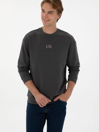 سویشرت مردانه خاکستری تیره یو اس پولو