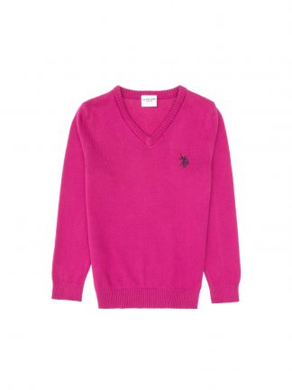 پلیور دخترانه صورتی روشن یو اس پولو