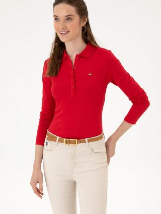پولوشرت زنانه قرمز یو اس پولو