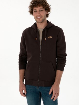 هودی مردانه قهوه ای تیره یو اس پولو