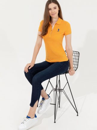 پولوشرت زنانه زرد تیره یو اس پولو
