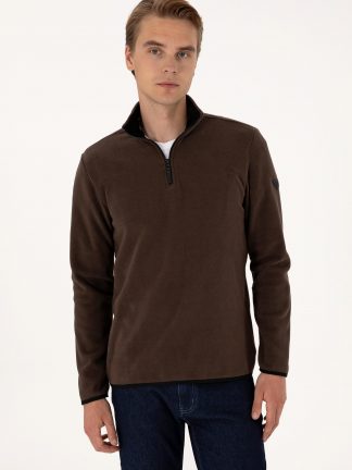 سویشرت مردانه قهوه ای تیره یو اس پولو