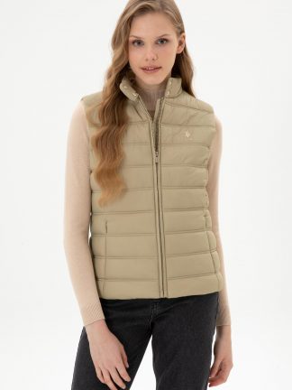 جلیقه زنانه خاکی روشن یو اس پولو