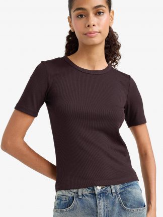 تیشرت زنانه قهوه ای دفکتو