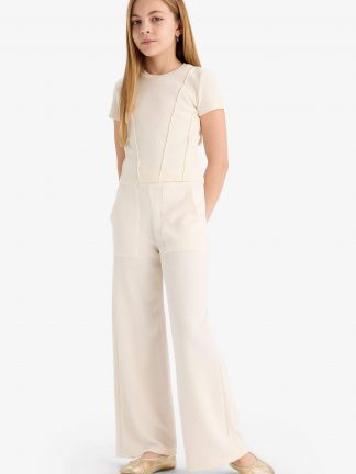 شلوار راحتی دخترانه بژ دفکتو