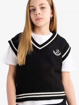 پلیور دخترانه مشکی دفکتو