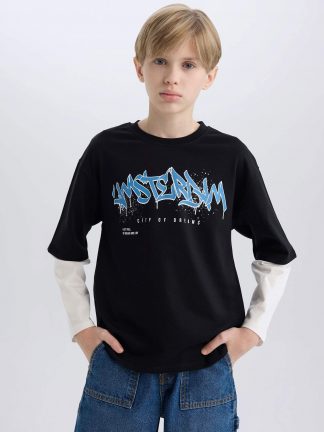 تی شرت پسرانه مشکی دفکتو