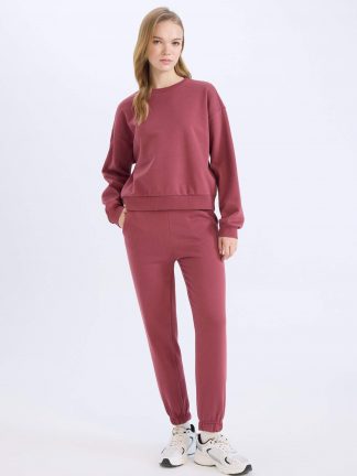 ست لباس راحتی زنانه زرشکی دفکتو