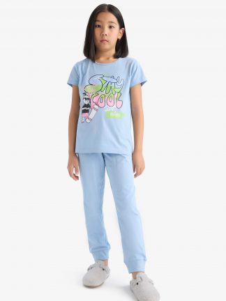 لباس راحتی دخترانه آبی روشن دفکتو