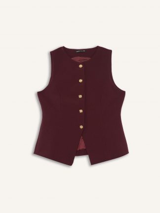 جلیقه زنانه زرشکی دفکتو