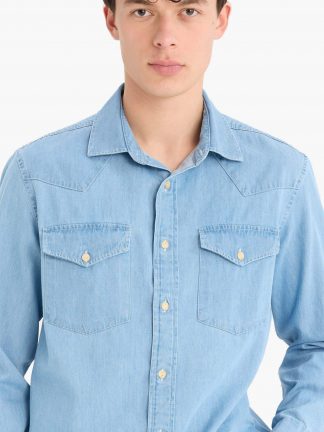 پیراهن جین مردانه آبی روشن دفکتو