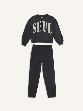 لباس راحتی دخترانه خاکستری تیره دفکتو