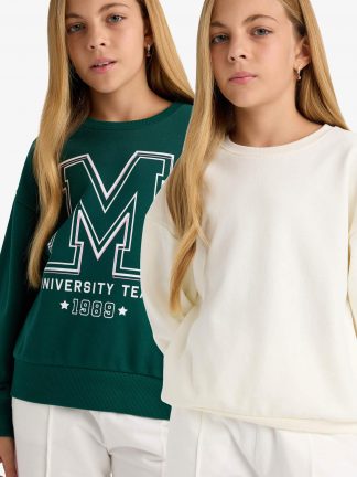 سویشرت دخترانه بژ دفکتو