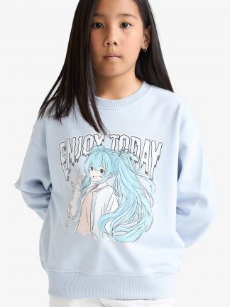 سویشرت دخترانه آبی روشن دفکتو