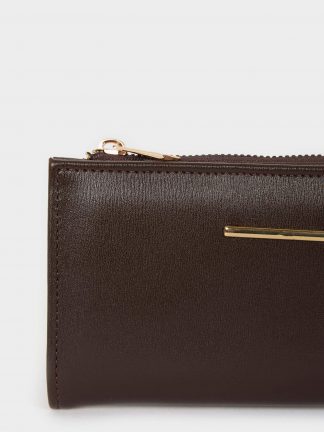 کیف پول زنانه قهوه ای دفکتو