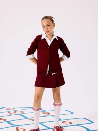 ژاکت دخترانه زرشکی دفکتو