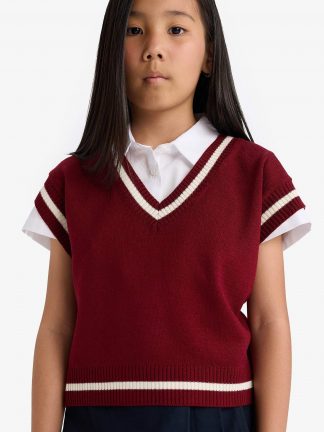 جلیقه دخترانه زرشکی دفکتو