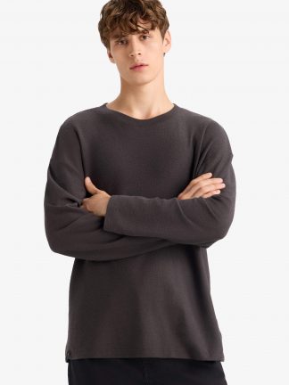 تی شرت آستین بلند مردانه خاکستری تیره دفکتو