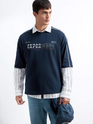 تی شرت مردانه سرمه ای دفکتو