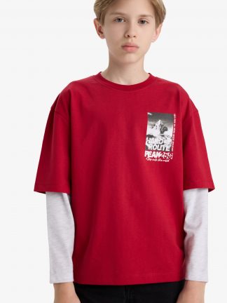 تی شرت پسرانه زرشکی دفکتو