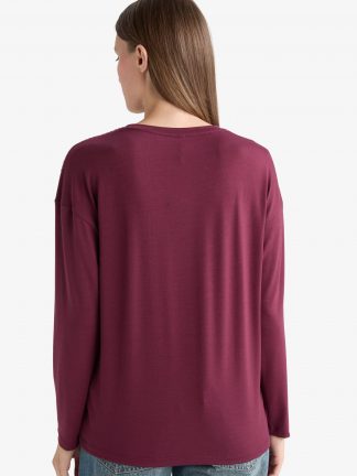 تی‌شرت آستین بلند زنانه زرشکی دفکتو