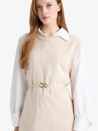 جلیقه زنانه بژ دفکتو