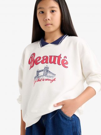 سویشرت دخترانه بژ دفکتو