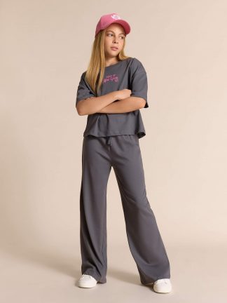 لباس راحتی دخترانه خاکستری تیره دفکتو