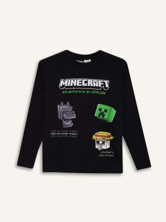 تی شرت آستین بلند پسرانه مشکی دفکتو