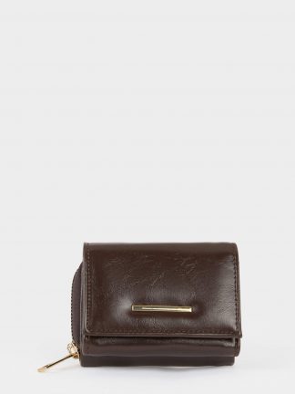 کیف پول زنانه قهوه ای تیره دفکتو