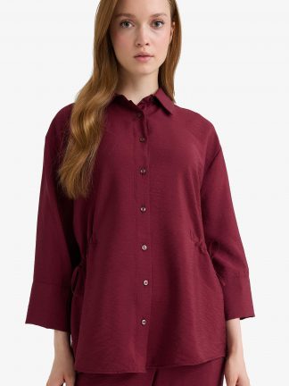 شومیز زنانه زرشکی دفکتو