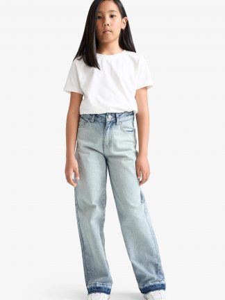 شلوار جین دخترانه آبی روشن دفکتو