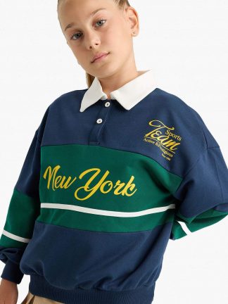 سویشرت دخترانه سرمه ای دفکتو