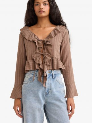 بلوز زنانه قهوه ای دفکتو