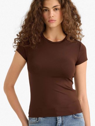 تیشرت زنانه قهوه ای دفکتو