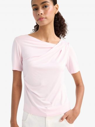 تیشرت زنانه صورتی روشن دفکتو