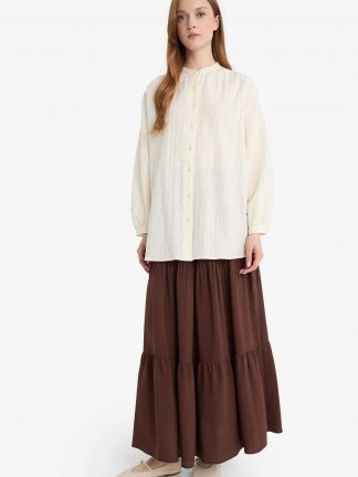 دامن ماکسی قهوه ای دفکتو